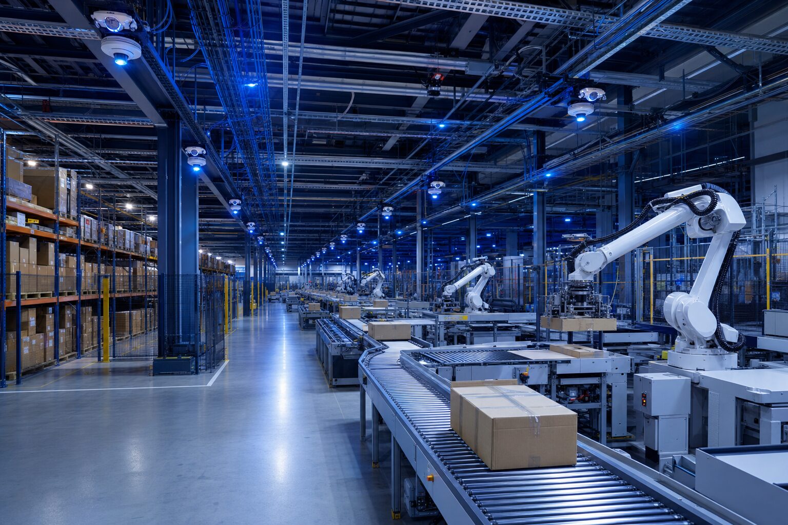 Automated warehouse with IoT sensor systems